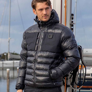OEM Wholesale Men's <b>Hooded</b> Puffer Jacket Black Down Filled Windproof Casual Winter <b>Coat</b> <b>with</b> Zipper Closure Regular Fit - Product Image 3