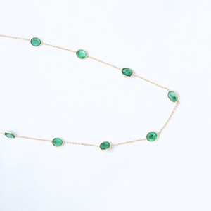 Best Selling Women's Boho Charm <b>Statement</b> <b>Necklace</b> 18K Solid Yellow Gold Oval Emerald Gemstone Handmade Jewelry for Wedding - Product Image 6