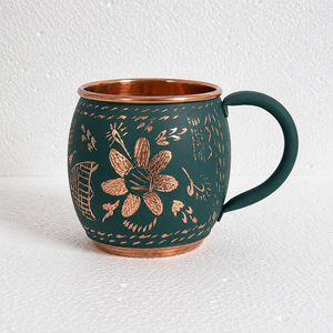 แก้วกาแฟทองแดงแท้ทำมือพร้อมลายสลักดอกไม้ |   แก้วน้ำชาและน้ำดื่มทองแดงตีลายพรีเมียม |   แก้วของขวัญรักษ์โลก |   500มล. - Product Image 2