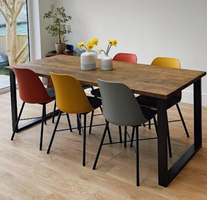 Table à manger de 71 pouces pour 6 personnes, table de cuisine de style farmhouse avec structure en métal, bureau rectangulaire pour manger, meubles de salle à manger - Product Image 5