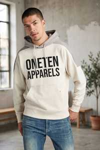ONETEN APPARELS Sweat-shirt à capuche pour homme, coupe classique, en coton French Terry, manches raglan, streetwear décontracté, pull-over avec logo frontal - Product Image 4