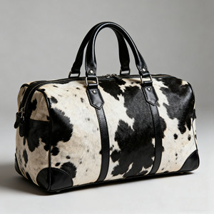 Bolsa de Viaje de Cuero de Lujo con Pelo de Vaca, Bolsa de Fin de Semana, Bolsa de Viaje de Gran Capacidad, Equipaje de Mano LHTB-0002 - Product Image 6