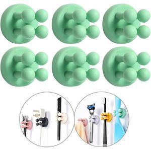 Set di 6 Portaspazzolini in Silicone con Ganci per Rasoi, Adesivi da Parete, Porta Asciugamani, Chiavi, Cavi e Accessori Decorativi - Product Image 1