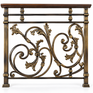 Rampe en métal bronze ornée avec des balustres décoratifs à motifs floraux pour escaliers et intérieurs de balcons de luxe - Product Image 1