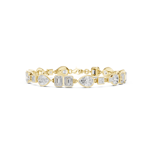 Pulsera de Oro Amarillo con Diamantes Naturales de Corte Esmeralda en Forma de Pera, Joyería Clásica para Bodas de Mujer - Product Image 1