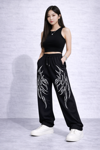 Pantalones Deportivos de Pierna Ancha para Mujer, Personalizados con Serigrafía, de Poliéster y Algodón, Estilo Casual Urbano, OEM - Product Image 4