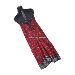 Vestido Largo Maxi de Verano para Mujer, Estilo Bohemio, Vestido Floral, Vestido de Noche, Ropa de Playa, Sari de Seda Vintage, Ropa de Diseñador - Product Image 4