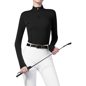 Customized High Quality Women's Horse <b>Long</b> <b>Sleeve</b> Riding Top <b>Base</b> <b>Layer</b> Racing Show Shirt Quick Dry Anti-Bacterial Eco-Friendly - Product Image 2