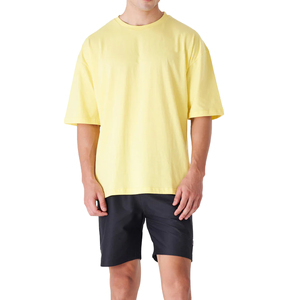T-shirts et shorts les plus vendus, nouveau design, 100% coton extensible, t-shirts et shorts amples pour hommes, ourlet arrondi, prix d'usine en gros - Product Image 5