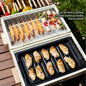 Parrilla portátil de carbón para acampar, de doble cara, plegable, para barbacoa al aire libre, para picnic y jardín, sin bandeja para hornear. - Product Image 5