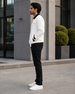 Blouson Bomber Homme Grande Taille en Similicuir Tressé Hiver Uni avec Col Contrastant et Fermeture Éclair – Style Urbain Décontracté - Product Image 2