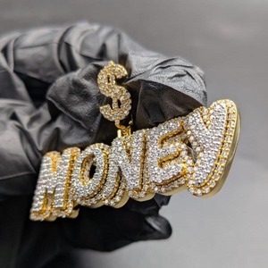 Colgante con Letra MONEY, Chapado en Oro, con Cristales de Estrás y Microincrustaciones, Estilo Hiphop Unisex, Ideal para Regalo - Product Image 5