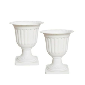 Urna de Jardín de Hormigón Blanco con Base Cuadrada, Diseño Tallado a Mano para Flores o Plantas Verdes, Uso en Exteriores, Urnas de Jardín Hechas a Mano - Product Image 5