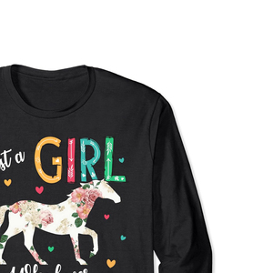 Just a Girl for Loves Horses T-shirt décontracté à manches courtes pour hommes, col rond, 100% coton, avec logo sur le devant - Product Image 4