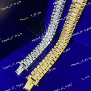 Bracelet à maillons épais en moissanite, finition rhodiée, avec diamant rond taille brillant pour homme - Product Image 2