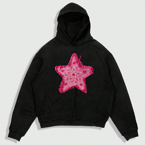 Sweat à capuche décontracté à manches longues pour hommes avec applique pentagramme, adapté pour l'automne et l'hiver, respirant et léger - Product Image 1