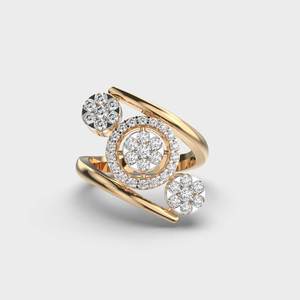 Anillos de compromiso de moissanita de moda con diseño de halo floral y engaste pavé, banda de boda de plata de ley 925 con diseño de pasamanos para fiesta - Product Image 1