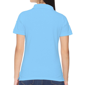 เสื้อโปโลผู้หญิงสีฟ้าอ่อน แขนสั้น ผ้าปิเก้คอตตอน สีพื้น สไตล์ลำลอง ระบายอากาศได้ดี ทรงปกติ ติดกระดุม - Product Image 6
