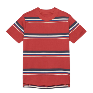 Camiseta informal a rayas para niños, cuello redondo, manga corta, 100% algodón orgánico, mejor precio, corte regular, multicolor. - Product Image 4