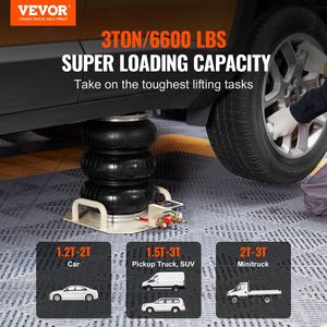 แจ็คนิวเมติกแจ็คหกท่อเหล็ก3ตัน/6600ปอนด์17.7นิ้ว/450มม. สำหรับซ่อมโรงรถรถยนต์ - Product Image 2