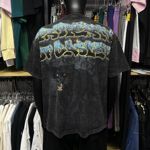 Custom <b>Acid</b> Washed Vintage T Shirt Mens Oversized Streetwear 100 Percent Cotton <b>Drop</b> Shoulder Rhinestone Tee - Product Image 4