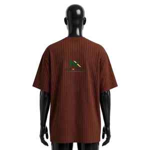 T-shirt unisexe NEXTEX à rayures fines, couleur rouille et noir, en jersey de coton doux, col rond, décontracté - Product Image 4