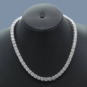 Collier chaîne de luxe en moissanite taille ronde, style tennis, VVS, bijou statement hip-hop, accessoire cadeau unisexe haut de gamme, argent - Product Image 1