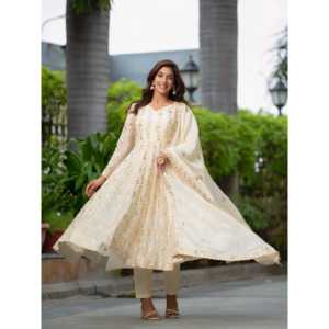 Belle robe et pantalon Anarkali avec Dupatta pour accessoires de vêtements traditionnels musulmans - Product Image 2