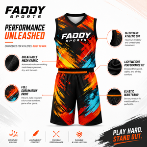 Ensemble d'uniformes de basket-ball personnalisés par sublimation, respirant, à séchage rapide, maillot d'entraînement d'équipe, short, vêtements de basket-ball pour hommes et enfants, kit DIY - Product Image 5