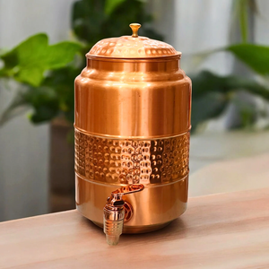 Distributeur d'eau en cuivre de qualité supérieure, pot de stockage d'eau traditionnel avec robinet à débit facile pour la maison, la salle à manger, le restaurant, la station balnéaire - Product Image 2