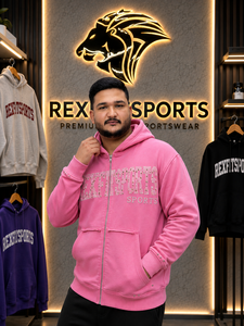 REXFITSPORTS 2026 Custom <b>Pink</b> Rhinestone Zip Up Hoodie Unisex Cotton Polyester Fleece Streetwear Full Zip <b>Sweatshirt</b> Private - Product Image 5