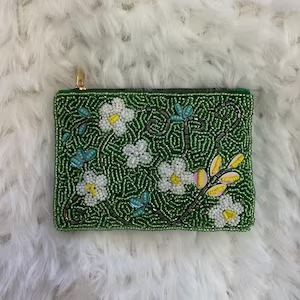 Seed <b>Beads</b> Embroidered Wallet for Coins & Jewelry Compact Size Coin Pouch Mardi Gras Good Times Roll Coin Purse From india - Product Image 4