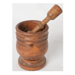 Mortero y Pilón de Madera Maciza Ecológico Hecho a Mano, Triturador Manual para Especias y Hierbas, 93 mm - Product Image 1