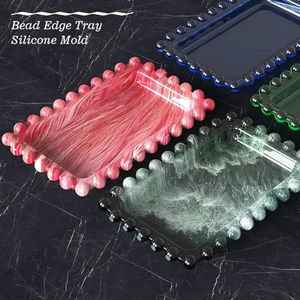 Bandeja de lujo pulida con acabado de resina epoxi y cuentas para servir, almacenar, exhibir joyas, accesorios de tocador y baño, ideal para regalar, para mesa. - Product Image 1