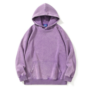 Sweat à capuche délavé au soleil Printemps Automne 330 g/m² Qualité supérieure Sans cordon Homme Vintage Effet délavé à l'acide - Product Image 3