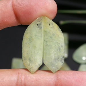 Paire de pierres précieuses d'aquamarine verte naturelle |   Pierres Symétriques |   Boucles d'oreilles en argent massif |   Artisans de fournitures pour la création de bijoux - Product Image 4