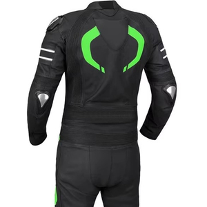 Combinaison de course moto homme noire et verte, manches longues, en cuir respirant, toutes saisons, style adulte, vêtements de moto - Product Image 5