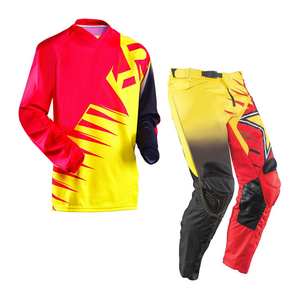 Pantalon de course moto pour homme jaune et rouge, impression par sublimation, séchage rapide, toutes saisons - Product Image 1