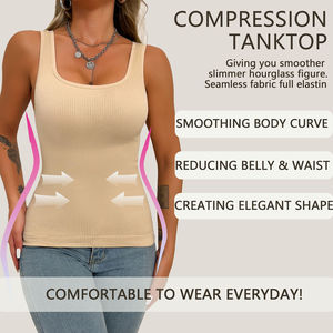 Women Shaperwear Fitness Shaper Soft Square Neck Ribbed Tanktop for Women Seamless Shapers Slimming Tummy Daily Wear - Product Image 3