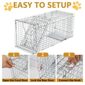 Trampa Plegable Resistente de 32 Pulgadas para Mapaches, Jaula de Captura Humana para Gatos y Conejos, Jaula para Animales Vivos para Control de Plagas - para Ardillas y Conejos - Product Image 2