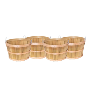 B2B Factory Price Handcrafted Wood Half Bushel <b>Baskets</b> with <b>Wire</b> Handles for Harvesting Made in Vietnam - Product Image 1