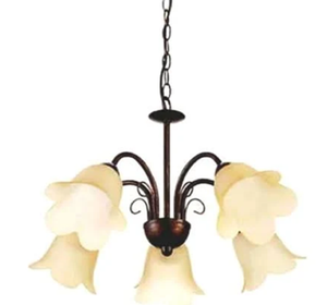 Lustre de plafond industriel à plusieurs bras avec structure en cuivre vieilli et cylindres en verre ambré, disponible à prix de gros. - Product Image 3