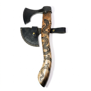 Hache de fendage Viking de qualité industrielle en acier à haute teneur en carbone MS Enterprises, à dos plat, tête gravée à la main, manche en bois, 12 pouces - Product Image 1