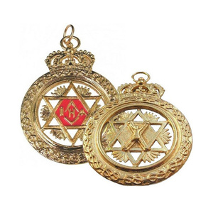 Emblema Masónico de Estrella Coronada, Colgante Dorado para Cuello, Rito Escocés, Maestro de San Andrés, Insignia Ceremonial - Product Image 3