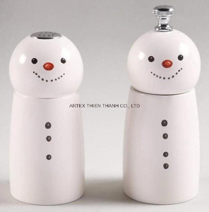 Direct Factory High Quality Lacquer Wooden Christmas Snowman <b>Pepper</b> Mill Salt <b>Grinder</b> Handmade New Arrival - Product Image 2
