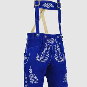 Lederhosen traditionnels bavarois bleus de qualité supérieure, tailles européennes 46 à 60 - Product Image 1