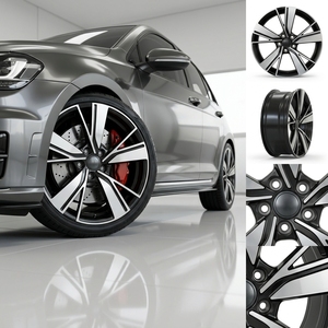 Jihoo - Juego de 4 Ruedas de Aleación de Aluminio de Alta Calidad de 18 Pulgadas 5x112 con Acabado Negro Brillante CB57.1 para VW Golf GTI - Product Image 5