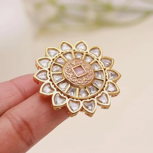 Gold Plated Polki <b>Ring</b> for Women Adjustable Kundan <b>Statement</b> Bridal Cocktail <b>Ring</b> - Product Image 1