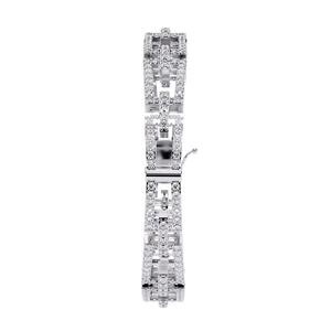 Bracelet jonc en or blanc avec diamants de laboratoire, taille brillant rond, ajouré, pour mariage, fiançailles, cadeau - Product Image 4