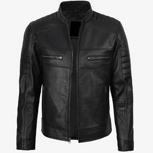 Chaqueta negra con logotipo personalizado al por mayor para hombre, chaquetas de cuero vintage para hombre, chaqueta estilo streetwear, chaqueta de invierno de alta calidad y transpirable - Product Image 1